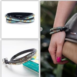 Stella and Dot leather double wrap bracelet